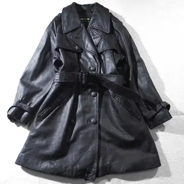 HAND TAILORED 가죽 트렌치코트 양가죽 램 가죽 천연 가죽 L