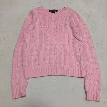 랄프 로렌 코튼 테이블 니트 핑크 사이즈 L. 긴팔 면 100%