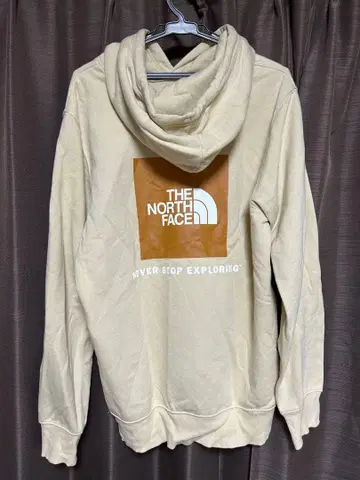 THE NORTH FACE 베이지 후드 부착 후드티 백 프린트