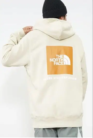 THE NORTH FACE 베이지 후드 부착 후드티 백 프린트