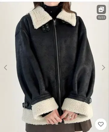 Heather 헤더 무스탕 보아코트 블랙