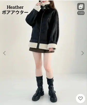 Heather 헤더 무스탕 보아코트 블랙