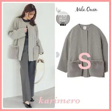 미개봉 Mila Owen 2way 퍼 포켓 리버 코트 신상 GRY