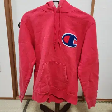 Champion 빨간색 후드 부착 후드티