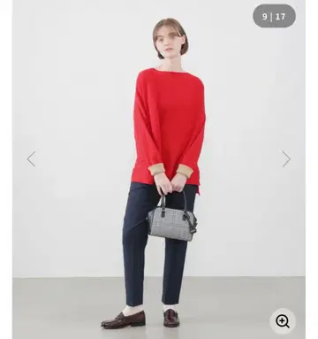 매킨토시 철학 보트넥 바이컬러 니트