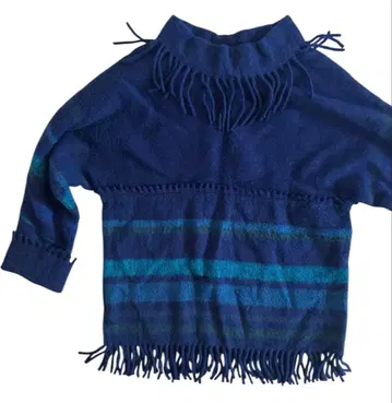 빈티지 프린지 네이비 스웨터