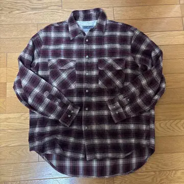 B.GARAGE JEANS 버건디 체크 플란넬 셔츠 M