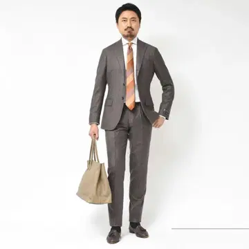 guji RING JACKET 글렌체크 패턴 브라운 수트 46