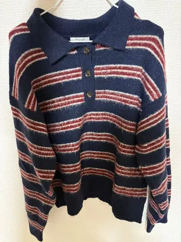 FREAK'S STORE 샤기 멀티보더 폴로니트