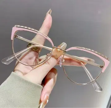 핑크 캣아이 안경 스톤 장식