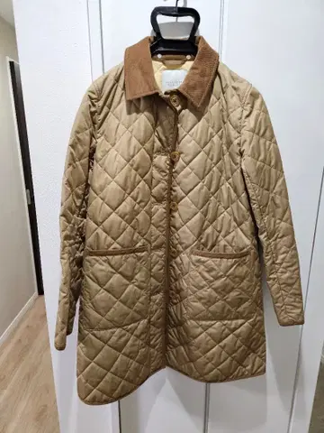 베이지 퀼팅 자켓 코듀로이 옷깃