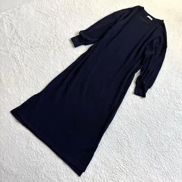 [ 새상품급 ] 애프터눈 티 와플 원피스 긴팔 네이비 릴랙스