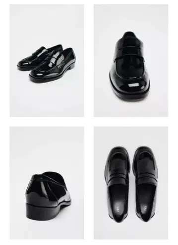 ZARA 에나멜풍 로퍼 블랙 38