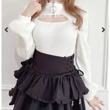 MARS 하트 ZIP 골지 상의 화이트