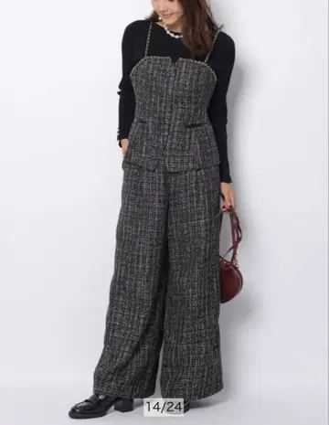 JUSGLITTY 턱 트위드 팬츠