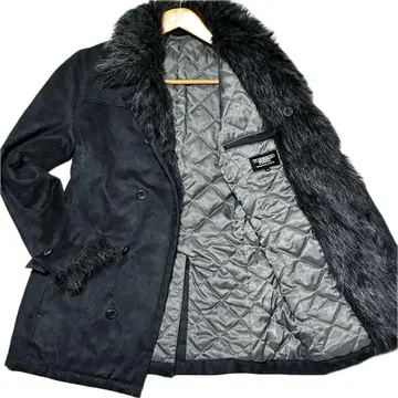 TORNADO MART 퍼 무스탕 코트 퀼팅 블랙 Y2K