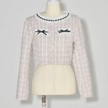 pium 코튼 프릴 트위드 자켓