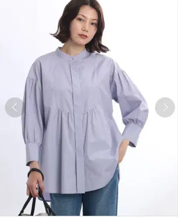 Reflect 밴드 카라 셔츠 블라우스 라벤더