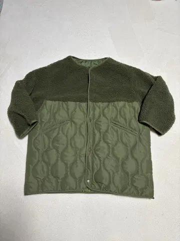 보아 퀼트 자켓 카키