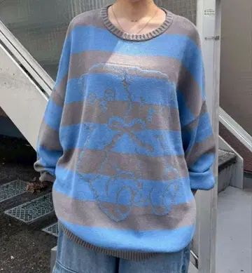 Candy stripper 곰 보더 니트 서브컬쳐