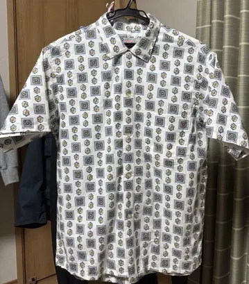 60's BRENT 반팔 패턴 오픈 카라 셔츠 M