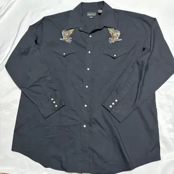 [ 80s ] HIGH NOON 자수 웨스턴 셔츠 스냅 버튼 XL 이글