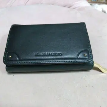 히로미치 나카노 다크 그린 천연 가죽 접이식 지갑