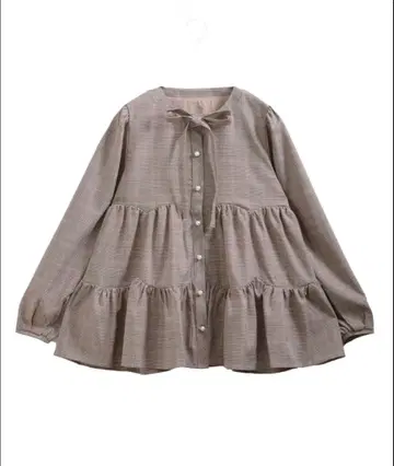 fitmore 글렌체크 티어드 블라우스