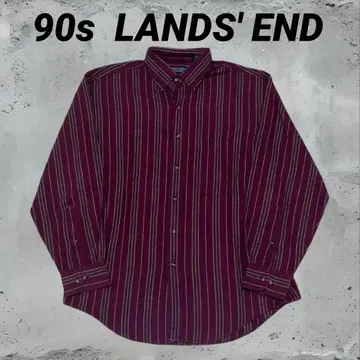 90s LANDS' END 퍼플 스트라이프 버튼 다운 셔츠 M