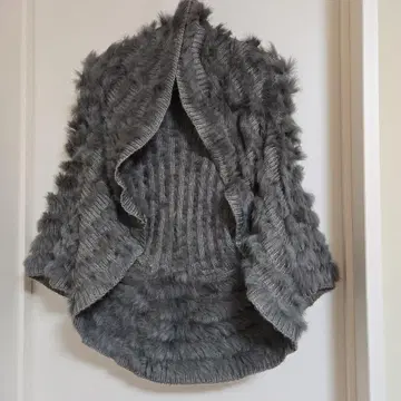 vivapresto 퍼 소재 토끼 가디건 38 그레이 7부 소매 그레이