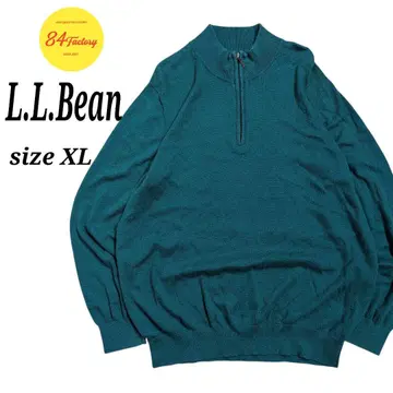 L.L.Bean 니트 스웨터 하프 지퍼 캐시미어 혼방 그린 남성용 XL