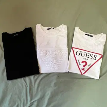 GUESS 삼각형 로고 T셔츠 3점 묶음 판매