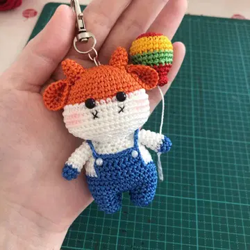 귀여운 풍선 소 아미구루미 핸드메이드 선물 키링 니트