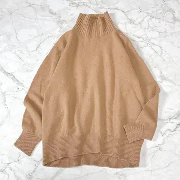 스테디셀러 인기 Spick&Span 캐시미어 울 하이넥 풀오버 카멜