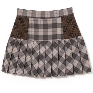 코코 체크 플리츠 스커트 핑크 베이지 S 사이즈