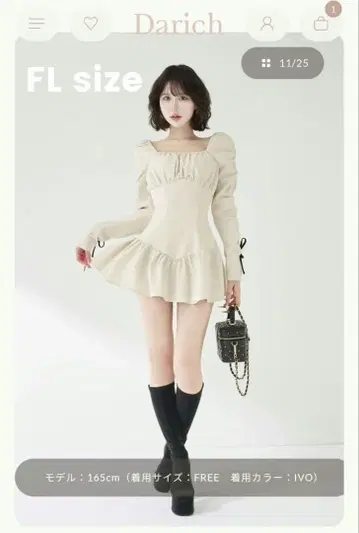 미사용 새상품 택 신상 다리치 스퀘어넥 개더 미니 원피스 FL