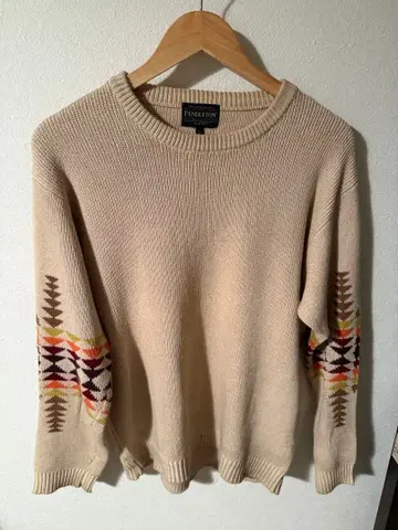 Pendleton 베이지 기하학 패턴 니트 L