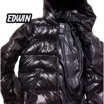 컨디션 최상 에드윈 EDWIN 다운 자켓 후드 부착 블랙 M