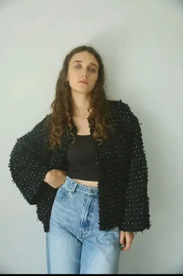 시뉴 트위드 자켓 블랙