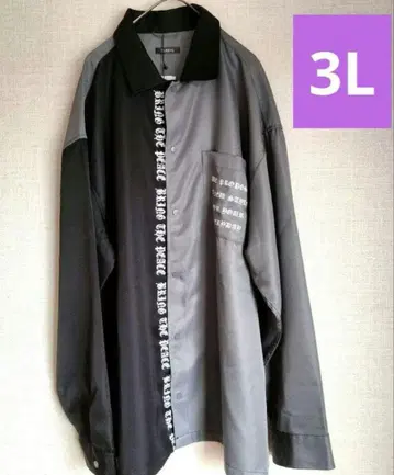 남성용 3L 지뢰계 바이컬러 워크 셔츠 올드 잉글리시 로고 블랙 그레이