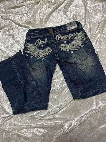 Red Pepper 나비 자수 다크 블루 데님 24