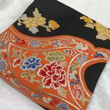 LULU112 나고야 오비 블랙 꽃무늬