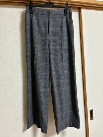 인디비 그레이 계열 체크 와이드 팬츠