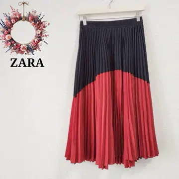자라 ZARA 바이컬러 플리츠 스커트 개성있는 컬러풀 엘레강트 S