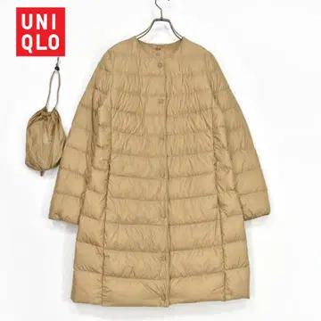 유니클로 울트라 라이트 다운 코트 롱 경량 베이지 L