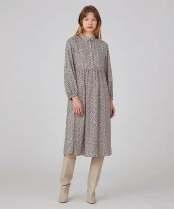 미사용 Ballsey 캘리그래피 프린트 보타이 원피스