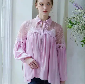 핑크 시어 셔츠 riu