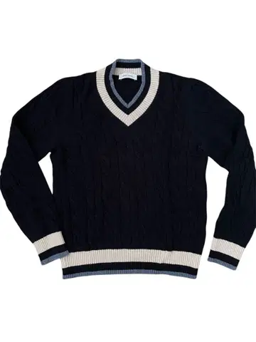 GRAN SASSO 네이비 V넥 크리켓 스웨터 사이즈 38