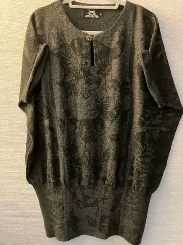 WACHIFIELD 그레이 고양이 패턴 튜닉 베스트 다얀 프리 사이즈