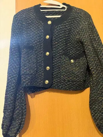 아즈노우아즈 핑키 트위드 크롭 가디건